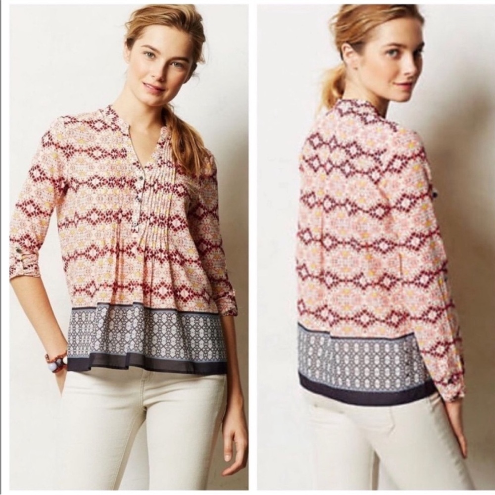 Anthropologie HD in Paris Kaveri Pintuck Blouse 00P